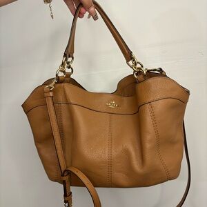 Coach F28992 Heather Camel Brown Pebbled Leather 2 Way Shoulder Bag Handbag